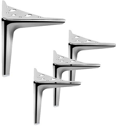 MZZHEDIE 4Pcs Silver Furniture Legs,Metal Furniture Legs,Metal Triangle Furniture Feet,DIY Furniture Replacement Feet for TV Cabinet Ottoman Sofa Cupboard,with Screws (20cm/7.87in)