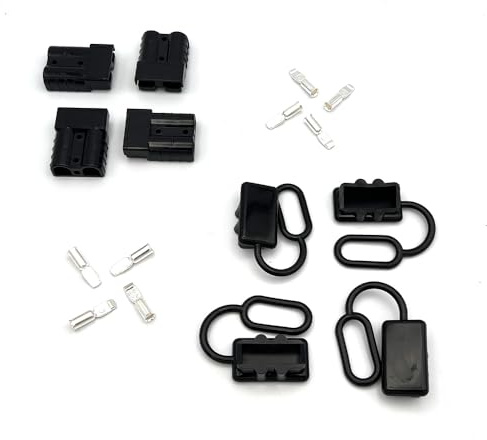 Offgridtec confezione da 4 connettori Anderson con cappuccio antipolvere per cavi 6AWG, compatibili SB50 Anderson, contatti sicuri, plastica robusta, connettori 50A 600V per solare e ricarica (nero)