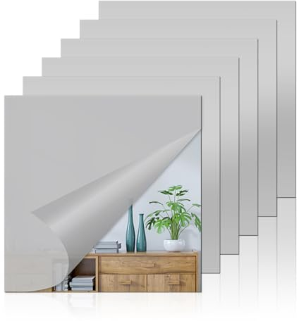 CINGHIA Espejo Adhesivo Pared 6 Piezas Decorativas 20x20cm Lamina para Armarios Sala Estar Baño Dormitorio