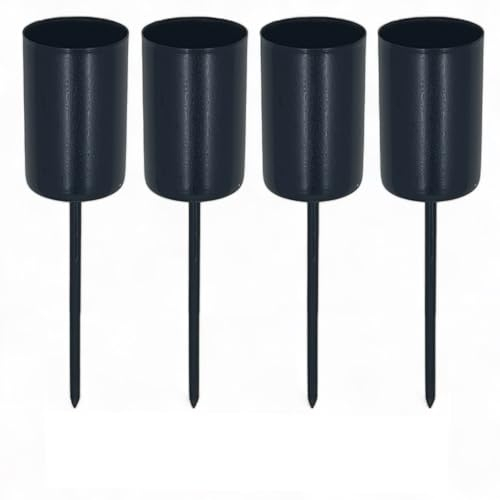 MIJOMA 4 soportes para velas de Adviento con mandril de metal, para la corona de Adviento perfecta y arreglo de Adviento para Navidad (negro, diámetro 2,5 cm – 9 cm)