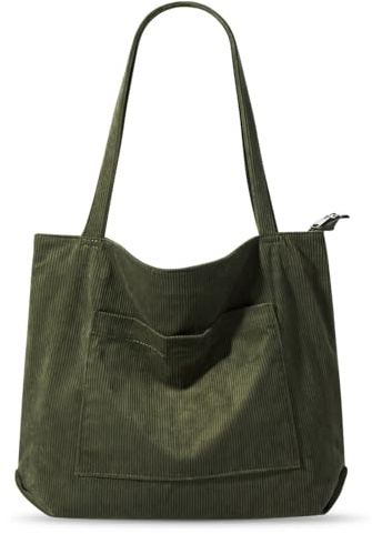 Vegena Cordtasche Handtasche Damen Große Umhängetasche Tote Bag Shopper Tasche Damen Schultertasche Stofftasche Schultasche für Schule Arbeit Einkauf