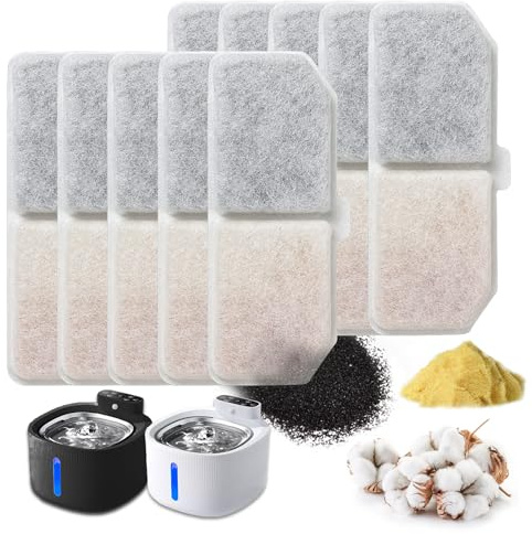 12 Piezas Filtro Fuente para Gatos para Fuentes de Agua para Mascotas, Filtros para Fuente de Agua Gatos, Filtros Bebedero Gatos Fuente, Filtros de Repuesto para Mascotas con Carbón Activo