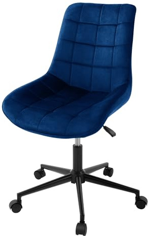 ML-Design Bürostuhl, Blau, Sitzfläche aus Samt, Metallgestell, Polsterstuhl mit Rückenlehne, höhenverstellbar, 360° Drehstuhl mit 5 Rollen, Ergonomischer Schreibtischstuhl für Home Office & Büro