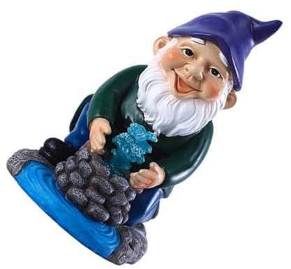 BESPORTBLE Statue de Nain de Jardin à Énergie Solaire Figurine Naine en Résine Ornement Décoration Extérieure Lampe Solaire GNOME