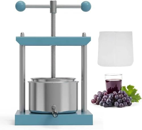 2Liter Obstpresse, Käse Tinktur Kräuter Weichobst Handpresse saft, Edelstahl & Eisen für Saft, Olivenöl Tinktur Kräuter
