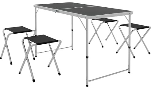 Outsunny Conjunto de Camping de 5 Piezas Ajustable 120x60x55-70 cm Negro