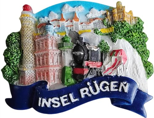 3D Ruegen Island Deutschland Kühlschrankmagnet Touristensouvenir Kühlschrank Dekoration Magnet handbemalt Handwerk
