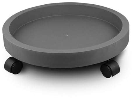 Kunststoff Kreisförmiges,Pflanzenpaletten-Caddy Pflanzenständer Runder Blumentopf Mover Pflanztopf Palettenwagen mit Universalrollen für Verdickte Basis der Blume(Size:28.5 CM/11.2 IN,Color:Dark grey)