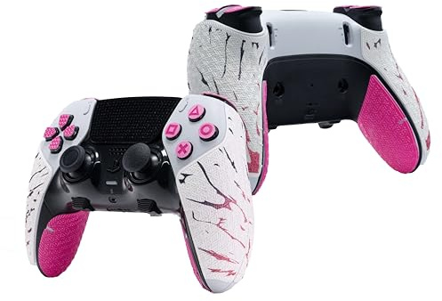 Controller Grips for PS5 DualSense Edge, Skin kit, Anti-Rutsch, Multi-Textur, Farbwechsel, Schweißabsorption, Vorgefertigte Griffstreifen, von SHADOW BOOLT (Rosa & Weiß)