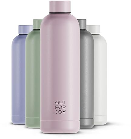 OUT FOR JOY Edelstahl Trinkflasche 750ml – auslaufsichere & BPA-freie Wasserflasche – Thermosflasche für Kohlensäure, 12h heiß & 24h kalt – Isolierflasche für Sport, Schule & Outdoor (Dusty Rose)