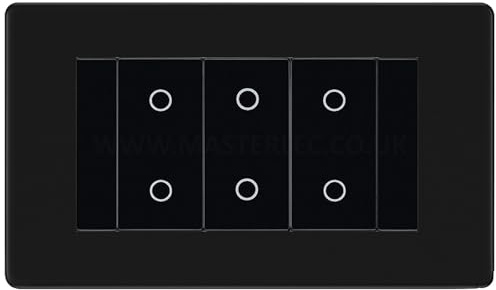 BG FFBTDM3B Matt Black Screwless 3 Gang Triple Master Touch Dimmer Switch Black Inserts