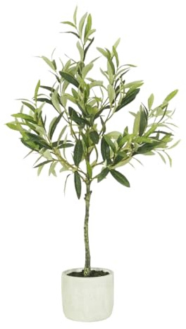 Ligne Deco - Olivo artificial 70 cm | Planta artificial de alta gama maceta de cemento moteado interior imitación tierra | Decoración para el hogar elegante y realista | Planta falsa interior chic