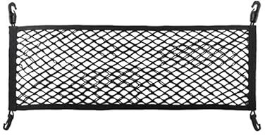 Rete per bagagli, per auto, SUV, bagagli, organizer posteriore, 90 x 30 cm, in stile tascabile, con 8 ganci, altamente elastica, per auto, con 4 moschettoni neri