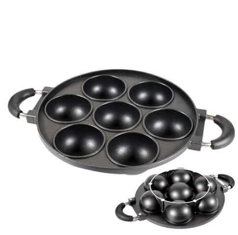 Molde para galletas de hierro fundido, molde para tartas de hierro fundido, molde para tartas de hierro fundido, molde grande para magdalenas de 7 tazas, herramienta redonda antiadherente para