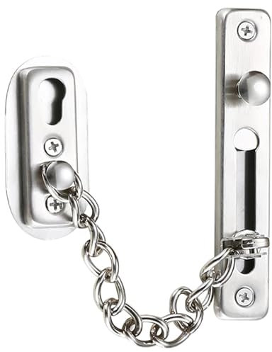 Tür Sicherheitskette Kettenschloss Türkette aus Edelstahl Gießen Türsicherung Front Kette Kratzschutz mit Schrauben Hardware Hotel Familie Innentüren Türen Fenster Silber gebürstetes Chrom