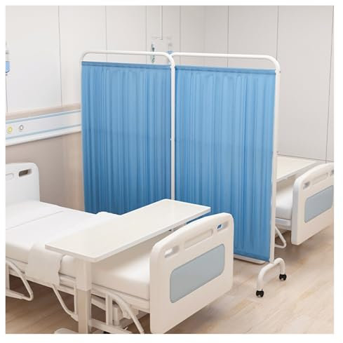 ZJKXJH Rolling Medical Privacy Screen on Wheels Blue, Portable Temporary Wall Foldable Room Divider 3 6 9 12 FT Wide 6 Tall, Studio Apartment Bedroom Beauty Salon Partition(2 Panels)