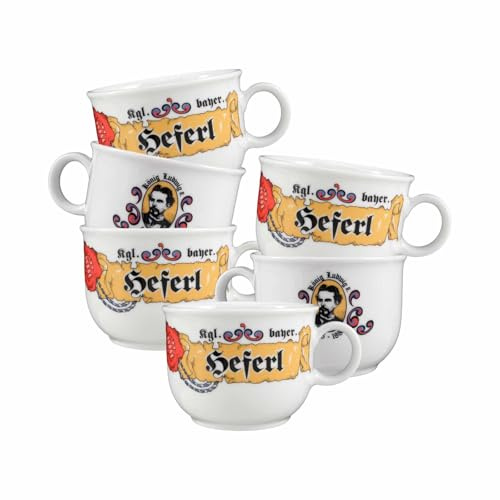 Seltmann Weiden Compact Bayern Kaffeetassen 6er Set, 210 ml, Kaffeeobertassen mit traditionellem Design, Spülmaschinen- und Mikrowellenfest, Porzellan