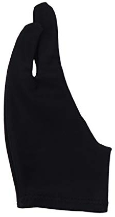 COLLBATH 2stücke Zweifinger-malhandschuhe für Zeichnen Skizzen S Schwarz aus Spandex Schweißabweisend Atmungsaktiv Schützt Grafiktablett und Monitor