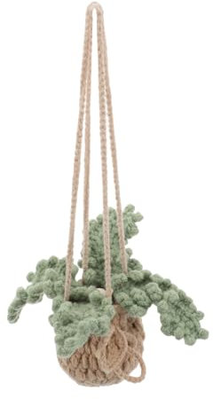 Ciieeo 2pcs Unique Crochet Car Rearview Mirror Decor Plant Basket Car Hanging Accessory Knitted Decorative Plant Ornament