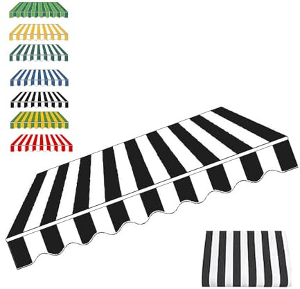 GFYHTN Einziehbare Klemmmarkise Ersatzstoff, Terrasse Markisenbespannung Ersatztuch, Markisen Ersatzteile Polyester Canvas(Black,13x8ft/4x2.5m)