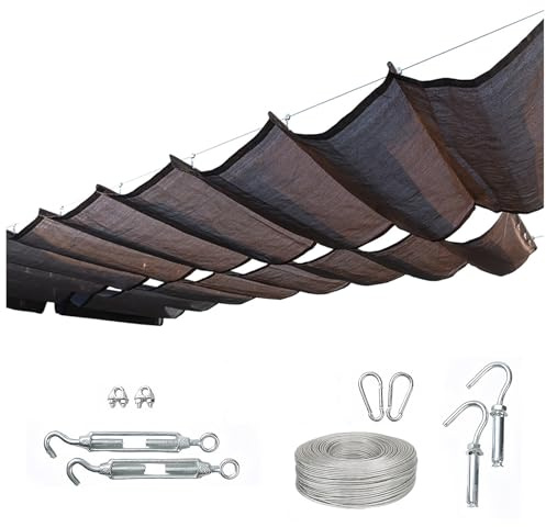 Toldo Vela de Sombra retráctil Ondulado, Cubierta for pérgola, persiana Enrollable Deslizante en Forma de U for Exteriores, con Kit de Montaje, for Patio, Porche, jardín(2x5m/6.56x16.4ft)