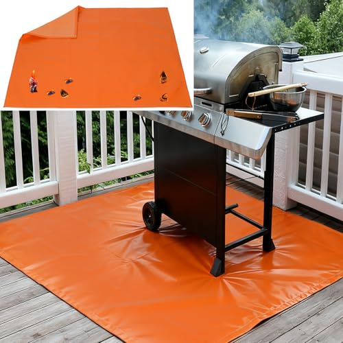 jxgzyy Fireproof Mat for Fire Pit, Fire Pit Mat for BBQ, Firemat for Deck | 100x80cm Waterproof & Oil-Proof Fire Mat for Under Fire Pit, Fire Pit Blanket for Grass & Lawn, Portable Fire Rug for Hearth