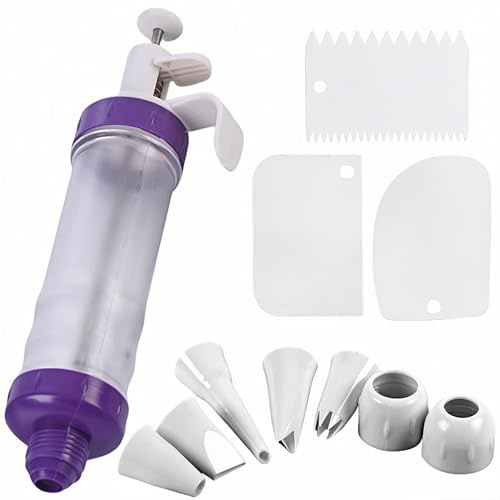 Dessert Decorating Syringe Set, Icing Dispenser Cupcake Filling Injector, Cake Decorating Kit, with 7 Icing Nozzles, 3 Cream Scrapers