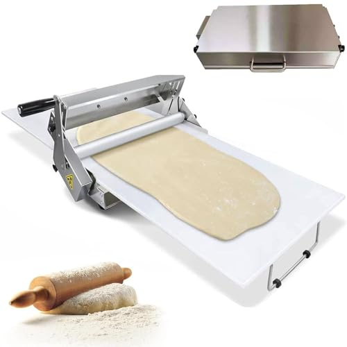 Sfogliatrice Pasticceria Manuale Pieghevole per Panetteria,Pizza,Croissant,Rullo per Pasta in Acciaio Inossidabile Con Spessore Regolabile 0,5-27 Mm,Per Commerciale E Domestico,RS201