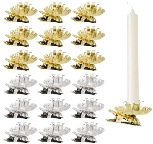 CHGCRAFT 40 Stück 2 Farbe Weihnachtsbaum Kerzenhalter Blumenmuster Baum Kerzen Clips für Haus Hotel Restaurant Dekoration Wiederverwendbare Halloween-Dekoration mit Clip, Innendurchmesser 0,59 Zoll
