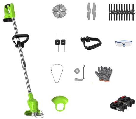 SMTYXS Tosaerba Elettrico 21V Tagliabordi A Batteria Lunghezza Regolabile Attrezzi da Giardino for Uso Domestico Compatibile con Batteria da 18V(Green)