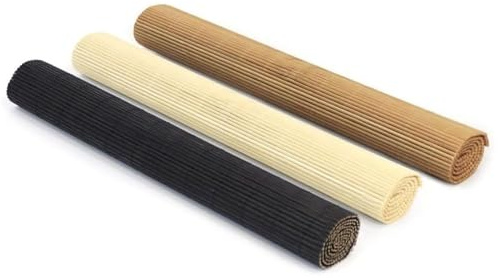 PARENCE.- Juego de 3 manteles Individuales de bambú – Juego de manteles Tejidos 30x45 cm – Protector de Mesa Decorativo y Antideslizante (Negro, Beige, marrón)