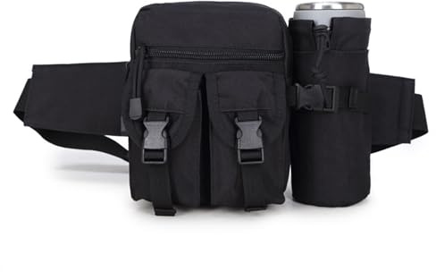 Favuit Bauchtasche mit Flaschenhalter für Damen und Herren, Klein Taktisch Hüfttasche Gürteltasche Sport Bum Hip Bag Männer Frauen Waist Fanny Pack für Laufen Camping Reisen Wandern (Regulär)