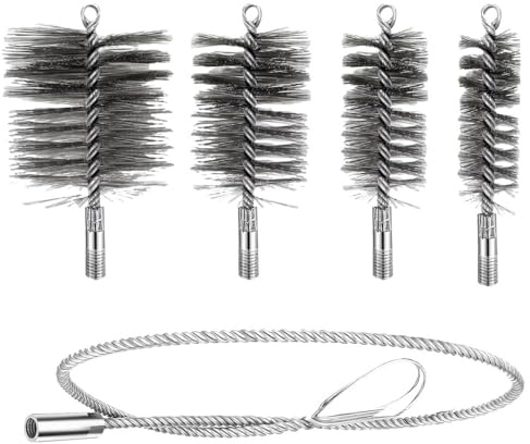 5 Stück Ofenrohrbürste Set, 30/50/80/150 mm Kaminbürste mit 1m Schubstange, Schornsteinfeger Bürste aus Robustem Stahldraht, Kaminbesen für Schornstein Kamin Ofenrohr Rauchrohr Reinigung