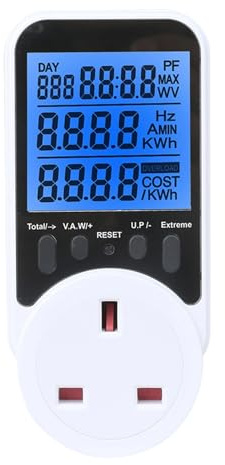 Dawutocap Multifunktionaler Leistungsmesser-Steckdose, LCD-Display, Echtzeit-Stromverbrauchsanalyse, 3680 W, Schutzstromdetektor