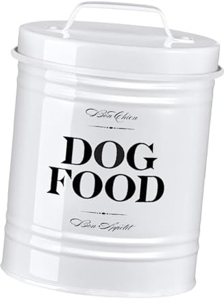 Dualoai Boîte à Friandises pour Chien, Boîtes pour Nourriture et Friandises Animaux, Boîte de Rangement pour Nourriture pour Chien, Pot à Friandises Fonctionnel Organisation Optimal, Blanc