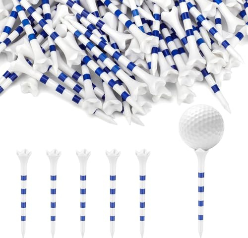 Lot de 100 Tees de Golf en Plastique incassable, Tees de Golf avec Système de Marquage de Hauteur, Tees en Plastique Recyclé avec Tête à 4 Pointes, réduisent la rotation latérale et la friction - 83mm