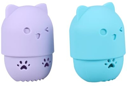 Homoyoyo Custodia Porta Spugna per Trucco in Silicone con Coperchio, Set 2 Pezzi Viola e Azzurro, Astuccio Igienico e Ventilato per Asciugatura Spugne Cosmetiche, Organizer per Piumini