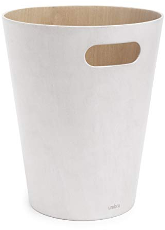 Umbra Woodrow Cestino della spazzatura, capacità 7,5 L, Faggio Europeo, Bianco/naturale