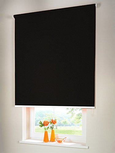Hochwertiges Verdunkelungsrollo Mittelzugrollo Springrollo Rollo Verdunkelung 160 x 230 cm / 160x230 cm schwarz // Verdunkelungsrollo/Verdunkelungs-Rollo/Fensterrollo