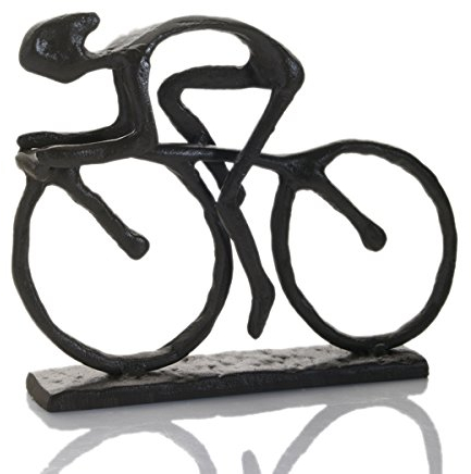 Cast Iron Rustic Racing Cyclist Sculpture