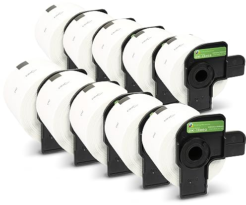 Printing Pleasure 10-er Pack Versand-Etiketten kompatibel für Brother DK-11202 62mm x 100mm (300 Stück/Rolle) P-Touch QL-500/QL-550/QL-560/QL-570/QL-700/QL-710W/QL-720NW/QL-1050/QL-1060N, weiß