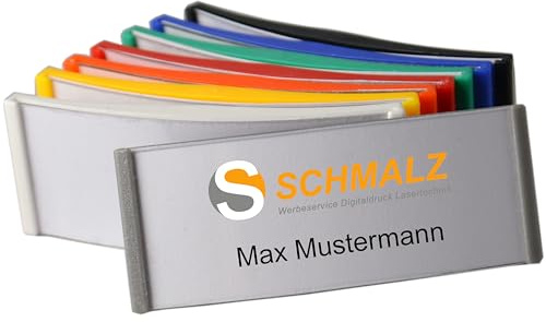 10 Stück Kunststoff Namensschild 75x30mm versch. Farben ABS-Kunststoff Nadel/Magnet (schwarz)
