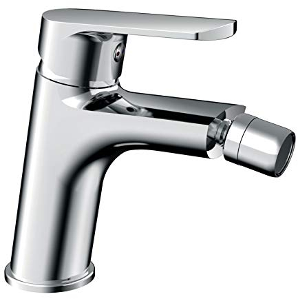 Kibath L152384 Rubinetto monocomando per Bidet SIO dal Design Stilizzato e Arrotondato. Realizzato in Ottone e Finitura cromata Include raccordi, Tubi e Cartuccia. Ricambi garantiti, Cromo Lucido