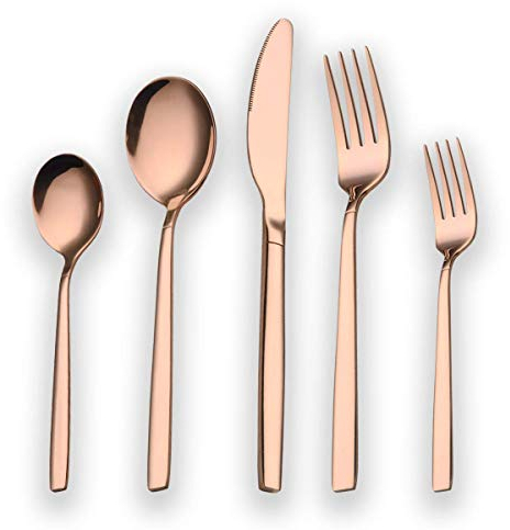 Berglander 30 Stück Titanium Rosé vergoldet Besteck Set, Gemischte Bestecksets Service für 6 (glänzend Kupfer)