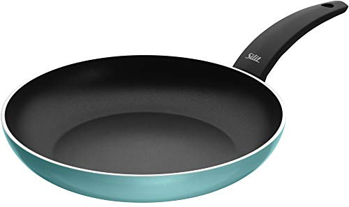 Silit Belluna Bratpfanne 28 cm, Aluminiumpfanne Induktion beschichtet, Antihaftbeschichtung, Kunststoffgriff, für schonendes Braten, für alle Herdarten geeignet, grün