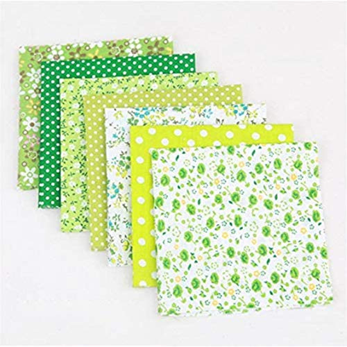 Baumwolle Stoff,Patchwork Stoffe,7 Stück Patchwork Stoffe Blume Baumwollstoff Set 25x25cm,Baumwolle Tuch DIY Handgefertigte Nähen Quilten Stoff Baumwollgewebe für Kleidung,Vorhänge,DIY Dekor Grün