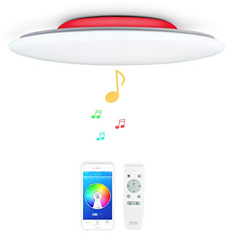 50CM 48W Sternenhimmel WIFI Musik Led Deckenleuchte Kompatibel Mit Amazon Alexa Google Home deckenlampe Mit bluetooth lautsprecher, RGB Farbwechsel Un