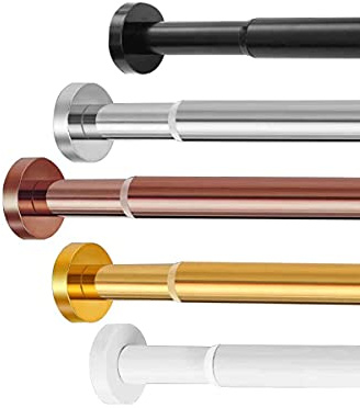 YLGAN Modern Telescopic Shower Curtain Pole for Bathroom and Shower，Extendable Long Metal Tension Rod with No Drilling，Adjustable Tension Spring Pole,Rose Gold -60~90cm