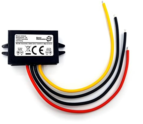 Bauer Electronics | DC DC 18V-36V à 12V Convertisseur de tension 5A 60W | 24-V 12-V converter adaptateur secteur limiteur regulateur alimentation transformateur stepdown buck