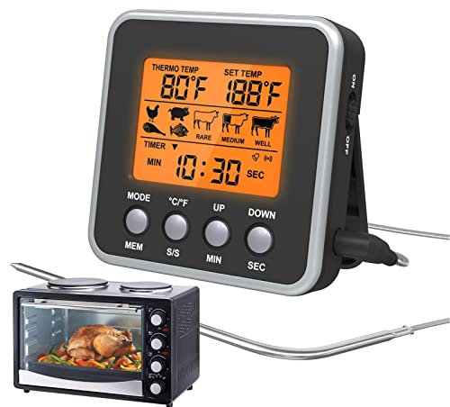5 termometri digitali per carne per cucinare, termometri per dolci alimentari con retroilluminazione e magnete, funzionamento a batteria, per barbecue e cookie magnetici
